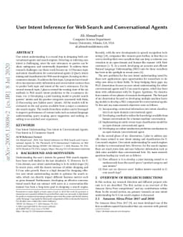 User Intent Inference for Web Search and Conversational Agents