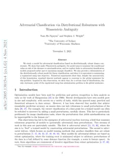 Adversarial Classification via Distributional Robustness with
  Wasserstein Ambiguity