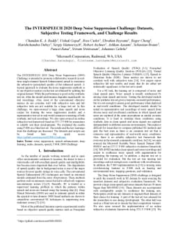 The INTERSPEECH 2020 Deep Noise Suppression Challenge: Datasets,
  Subjective Testing Framework, and Challenge Results