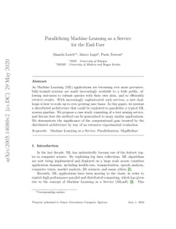 Parallelizing Machine Learning as a Service for the End-User