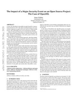 The Impact of a Major Security Event on an Open Source Project: The Case
  of OpenSSL
