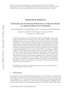 Estimating the Prediction Performance of Spatial Models via Spatial
  k-Fold Cross Validation
