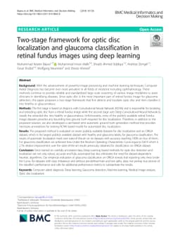 Two-stage framework for optic disc localization and glaucoma
  classification in retinal fundus images using deep learning