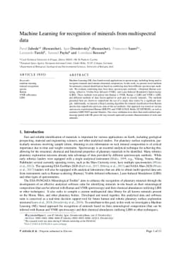 Machine Learning for recognition of minerals from multispectral data