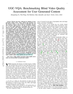 UGC-VQA: Benchmarking Blind Video Quality Assessment for User Generated
  Content