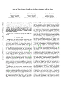 Just-in-Time Memoryless Trust for Crowdsourced IoT Services