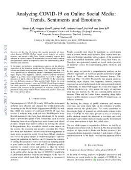 Analyzing COVID-19 on Online Social Media: Trends, Sentiments and
  Emotions