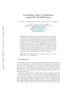 Probabilistic Object Classification using CNN ML-MAP layers