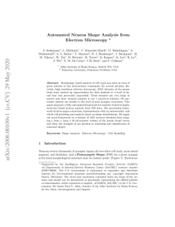 Automated Neuron Shape Analysis from Electron Microscopy