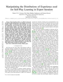 Manipulating the Distributions of Experience used for Self-Play Learning
  in Expert Iteration
