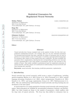 Statistical Guarantees for Regularized Neural Networks