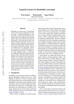 Linguistic Features for Readability Assessment