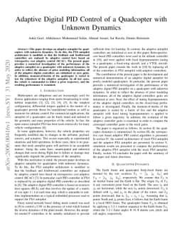 Adaptive Digital PID Control of a Quadcopter with Unknown Dynamics