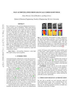Face Authentication from Grayscale Coded Light Field