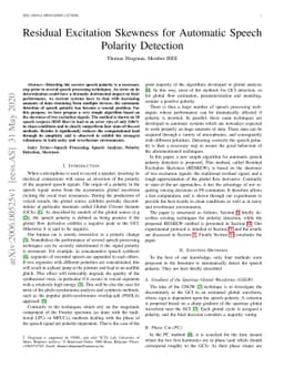 Residual Excitation Skewness for Automatic Speech Polarity Detection