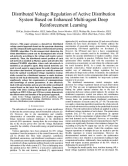 Distributed Voltage Regulation of Active Distribution System Based on
  Enhanced Multi-agent Deep Reinforcement Learning