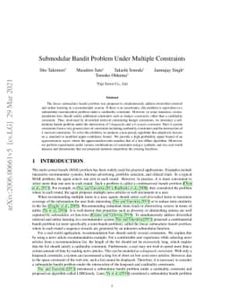 Submodular Bandit Problem Under Multiple Constraints