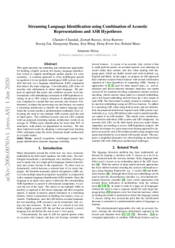 Streaming Language Identification using Combination of Acoustic
  Representations and ASR Hypotheses