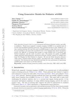 Using Generative Models for Pediatric wbMRI