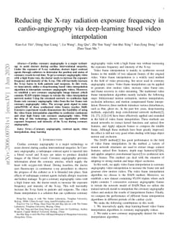 Reducing the X-ray radiation exposure frequency in cardio-angiography
  via deep-learning based video interpolation