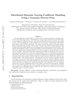 Distributed Bayesian Varying Coefficient Modeling Using a Gaussian
  Process Prior