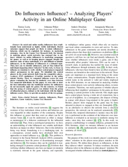 Do Influencers Influence? -- Analyzing Players' Activity in an Online
  Multiplayer Game