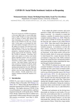 COVID-19: Social Media Sentiment Analysis on Reopening