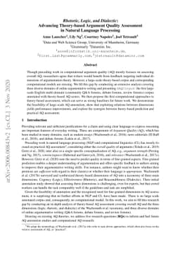 Rhetoric, Logic, and Dialectic: Advancing Theory-based Argument Quality
  Assessment in Natural Language Processing