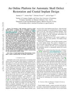 An Online Platform for Automatic Skull Defect Restoration and Cranial
  Implant Design