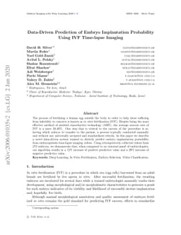 Data-Driven Prediction of Embryo Implantation Probability Using IVF
  Time-lapse Imaging