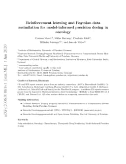 Reinforcement learning and Bayesian data assimilation for model-informed
  precision dosing in oncology