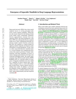 Emergence of Separable Manifolds in Deep Language Representations