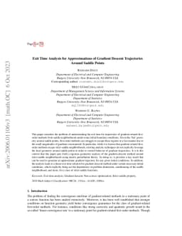 Exit Time Analysis for Approximations of Gradient Descent Trajectories
  Around Saddle Points