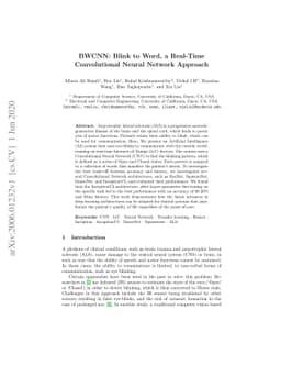 BWCNN: Blink to Word, a Real-Time Convolutional Neural Network Approach