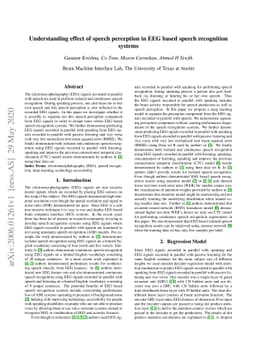 Understanding effect of speech perception in EEG based speech
  recognition systems
