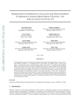Independent Component Analysis for Trustworthy Cyberspace during High
  Impact Events: An Application to Covid-19