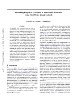 Rethinking Empirical Evaluation of Adversarial Robustness Using
  First-Order Attack Methods