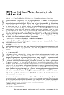 BERT Based Multilingual Machine Comprehension in English and Hindi