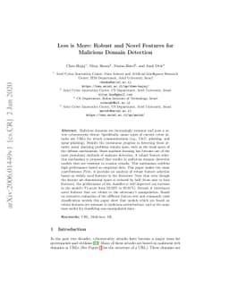 Less is More: Robust and Novel Features for Malicious Domain Detection