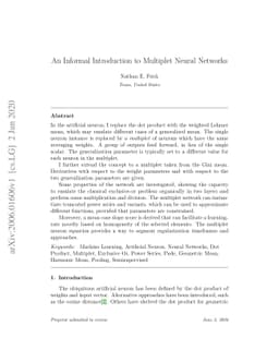 An Informal Introduction to Multiplet Neural Networks