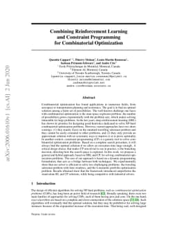 Combining Reinforcement Learning and Constraint Programming for
  Combinatorial Optimization