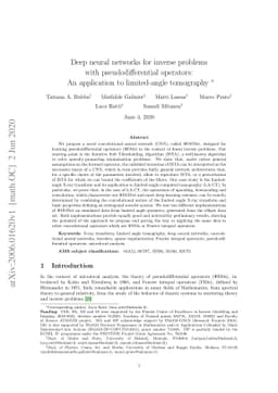 Deep neural networks for inverse problems with pseudodifferential
  operators: an application to limited-angle tomography