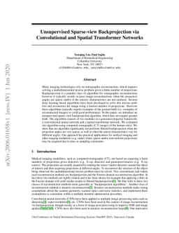 Unsupervised Sparse-view Backprojection via Convolutional and Spatial
  Transformer Networks