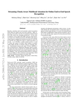 Streaming Chunk-Aware Multihead Attention for Online End-to-End Speech
  Recognition