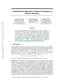 A Randomized Algorithm to Reduce the Support of Discrete Measures