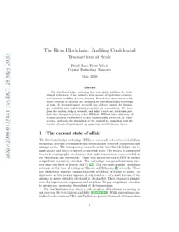 The Ritva Blockchain: Enabling Confidential Transactions at Scale