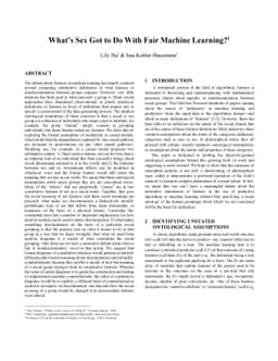 What's Sex Got To Do With Fair Machine Learning?
