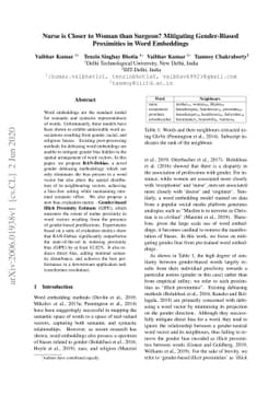 Nurse is Closer to Woman than Surgeon? Mitigating Gender-Biased
  Proximities in Word Embeddings
