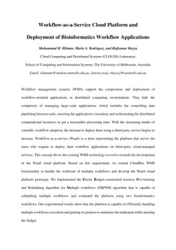 Workflow-as-a-Service Cloud Platform and Deployment of Bioinformatics
  Workflow Applications
