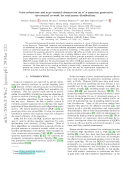 Noise robustness and experimental demonstration of a quantum generative
  adversarial network for continuous distributions